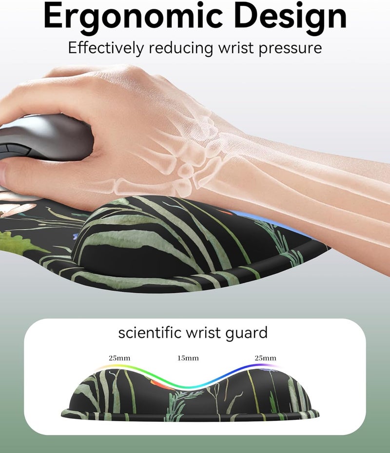 eulps Mouse Pad with Gel Wrist Rest, Ergonomic Comfortable Computer Wrist Support for Laptop, Pain Relief Mousepad with Non-Slip PU Base for Office & Home (Wildflower Night) - Image 2